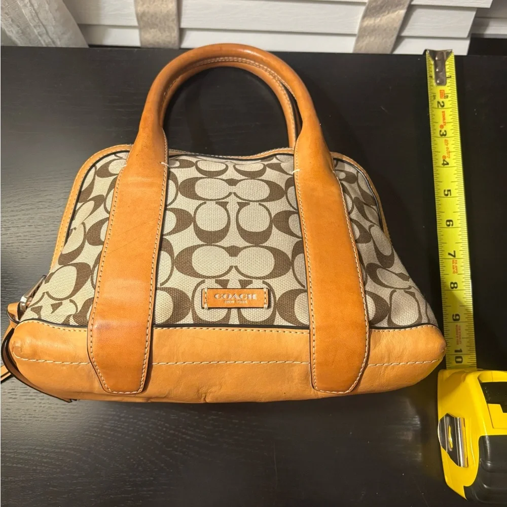 Coach Brown and Tan Signature Satchel - Picture 12 of 14